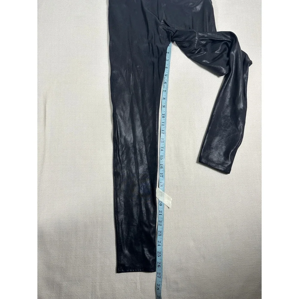 Spanx Faux Leather Leggings Womens Large Black Excellent High Waist Compression